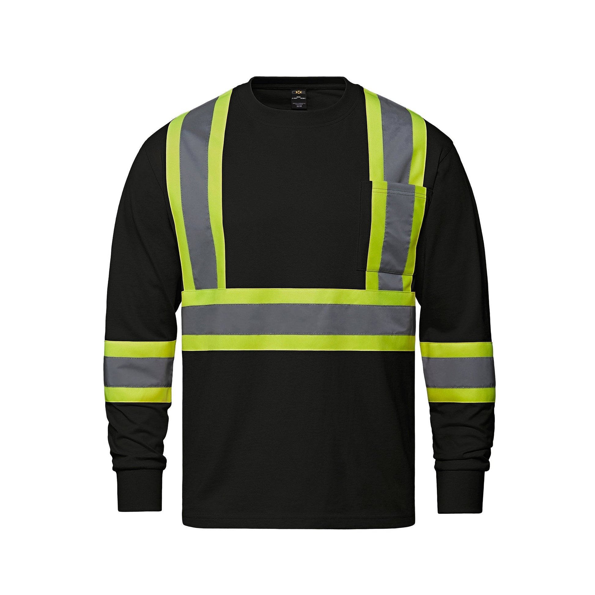 S05995 - Paramount - Cotton Long Sleeve Hi-Vis T-Shirt - Black / XS
