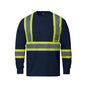 S05995 - Paramount - Cotton Long Sleeve Hi-Vis T-Shirt - Navy / XS