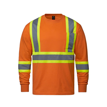 S05995 - Paramount - Cotton Long Sleeve Hi-Vis T-Shirt - Orange / XS
