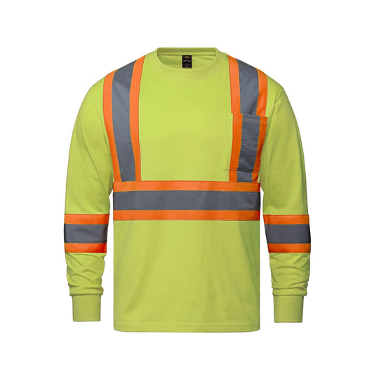 S05995 - Paramount - Cotton Long Sleeve Hi-Vis T-Shirt - Yellow / XS