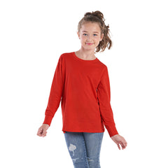Red long-sleeved shirt in S5615Y Breeze collection made of ring spun combed cotton featuring cart button
