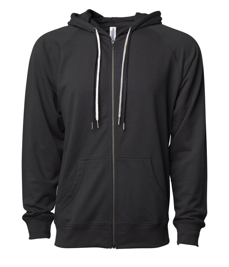 SS1000Z - Unisex Lightweight Loopback Terry Ziphood - Black / XS - ZIPS