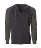 SS155RJZ - Lightweight Jersey Raglan Zip Hood - Charcoal Heather Army / XS - CLOSE