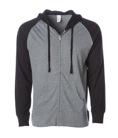 SS155RJZ - Lightweight Jersey Raglan Zip Hood - Gunmetal Heather Black / XS - CLOSE