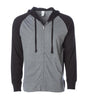 SS155RJZ - Lightweight Jersey Raglan Zip Hood - Gunmetal Heather Black / XS - CLOSE