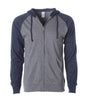 SS155RJZ - Lightweight Jersey Raglan Zip Hood - Gunmetal Heather Classic Navy / XS - CLOSE