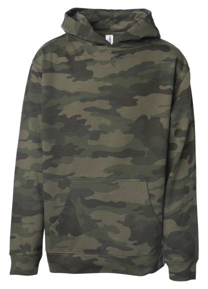 SS4001Y - Youth Midweight Pullover Hooded Sweatshirt - Forest Camo / S - HOODIES