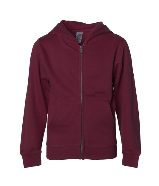 SS4001YZ - Youth Midweight Zip Hooded Sweatshirt - Maroon / S - ZIPS