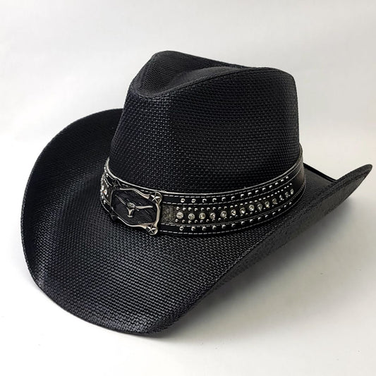 Natural Straw Cowboy Hat - ST130BK Black - OSFA