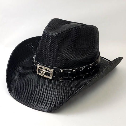 Natural Straw Cowboy Hat - ST144BK Black - OSFA