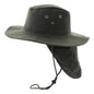Safari Hat with Neck Cover Solid Various Colours & Sizes - Olive / Small