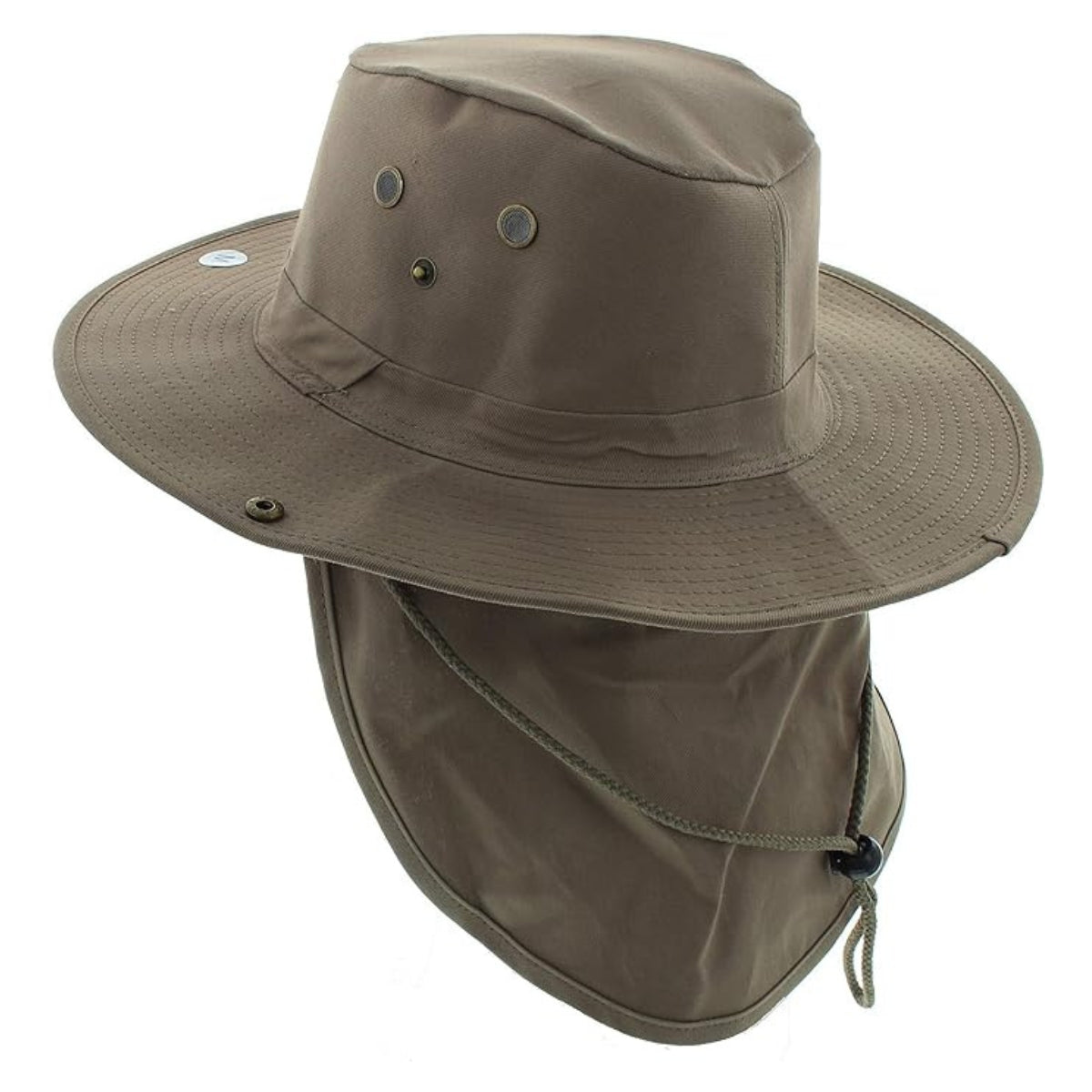 Safari Hat with Neck Cover Solid Various Colours & Sizes - Khaki / Small