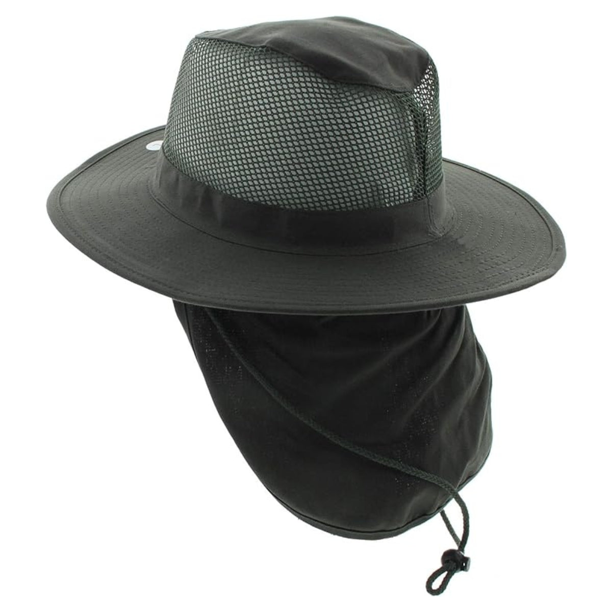 Safari Hat with Neck Cover Mesh Various Colours & Sizes - Olive / Small