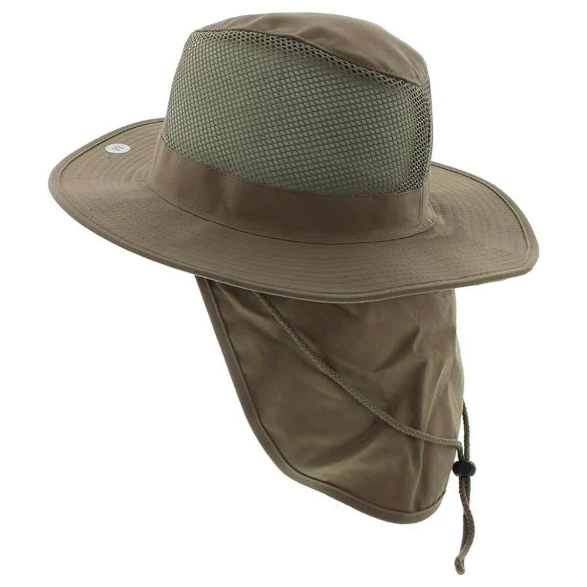 Safari Hat with Neck Cover Mesh Various Colours & Sizes - Khaki / Small