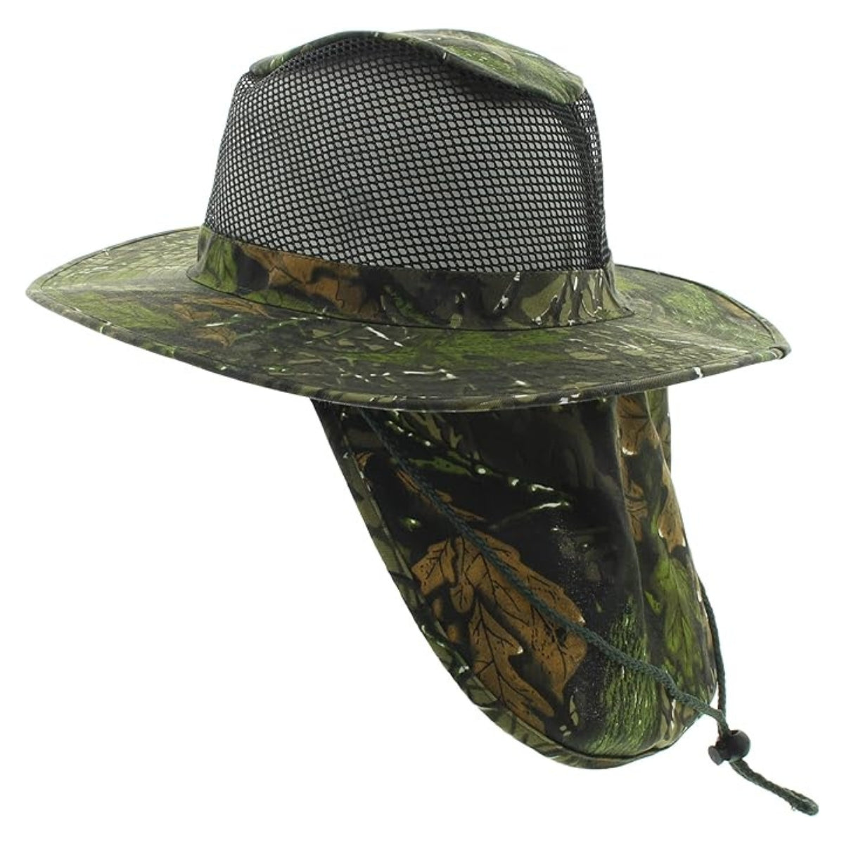 Safari Hat with Neck Cover Mesh Various Colours & Sizes - Hunting Green / Small