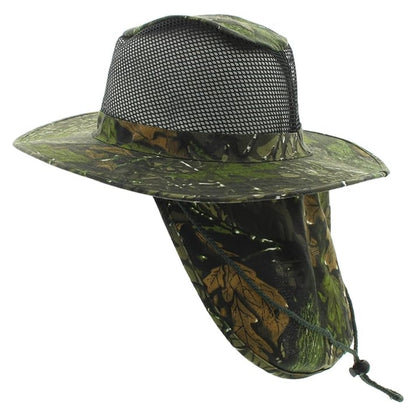 Safari Hat with Neck Cover Mesh Various Colours & Sizes - Hunting Green / Small