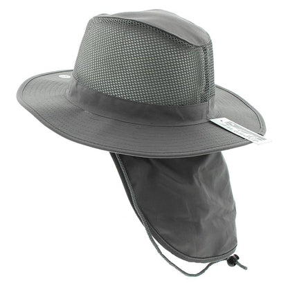 Safari Hat with Neck Cover Mesh Various Colours & Sizes - Dark Grey / Small