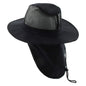 Safari Hat with Neck Cover Mesh Various Colours & Sizes - Black / Small