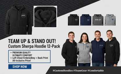 Custom Full-Zip Sherpa-Lined Hoodie 12-Pack (Embroidered & Printed)