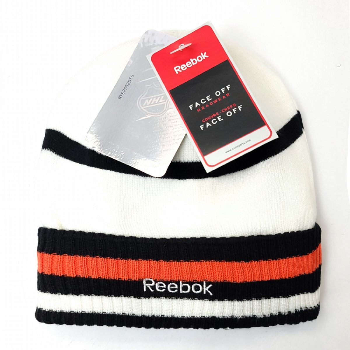 Philadelphia Flyers Knit Toque - FO White with Orange & Black Stripe - OSFA - NHL