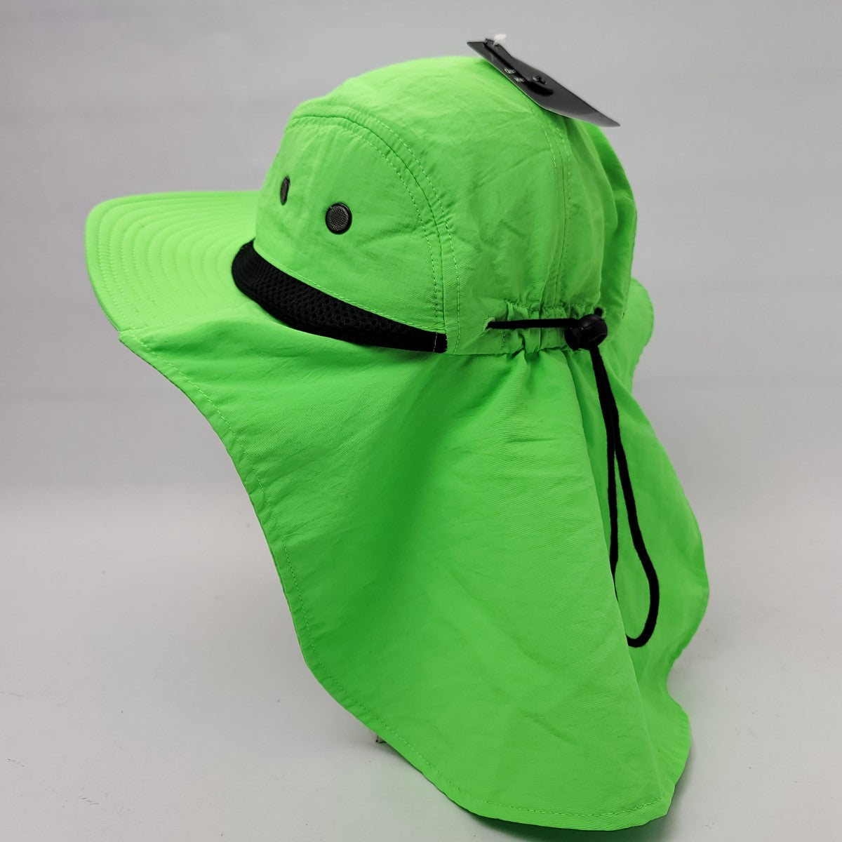 Outdoor Beach Hat with Neck Cover F006 Multi-Coloured Adjustable Water Resistant - Neon Green - Safari