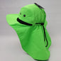 Outdoor Beach Hat with Neck Cover F006 Multi-Coloured Adjustable Water Resistant - Neon Green - Safari