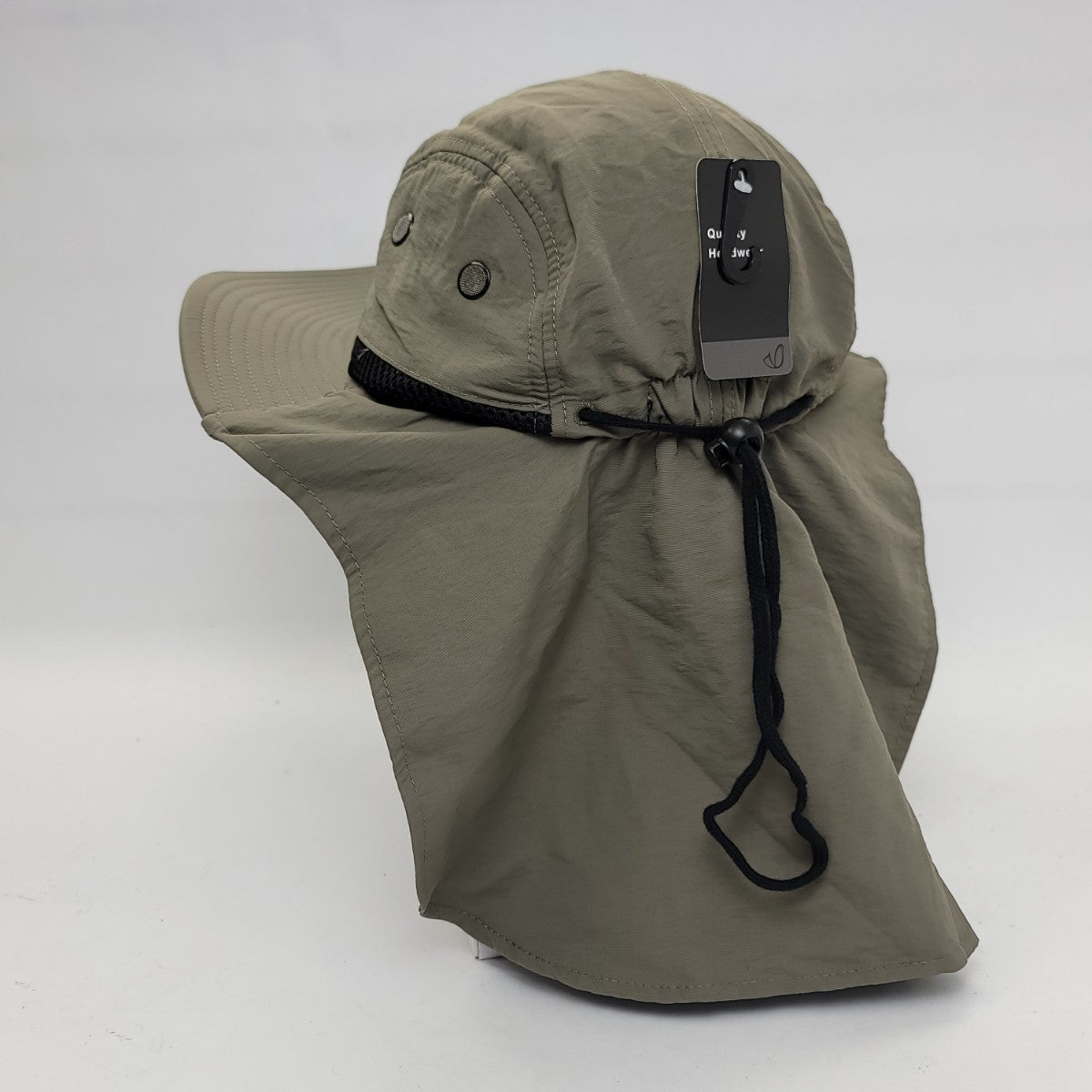 Outdoor Beach Hat with Neck Cover F006 Multi-Coloured Adjustable Water Resistant - Olive - Safari