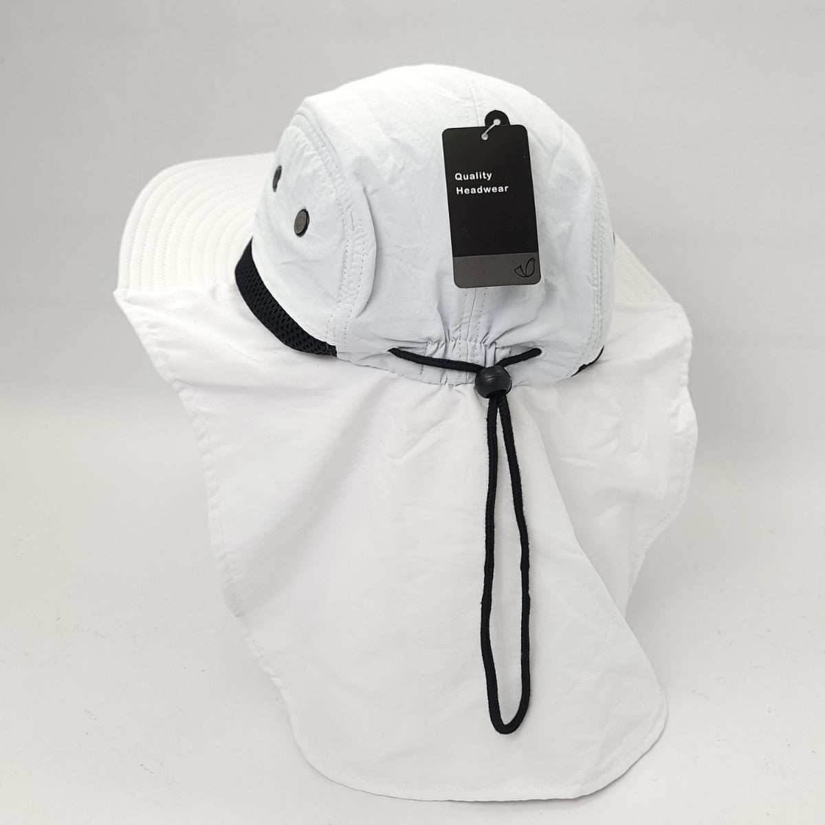 Outdoor Beach Hat with Neck Cover F006 Multi-Coloured Adjustable Water Resistant - White - Safari