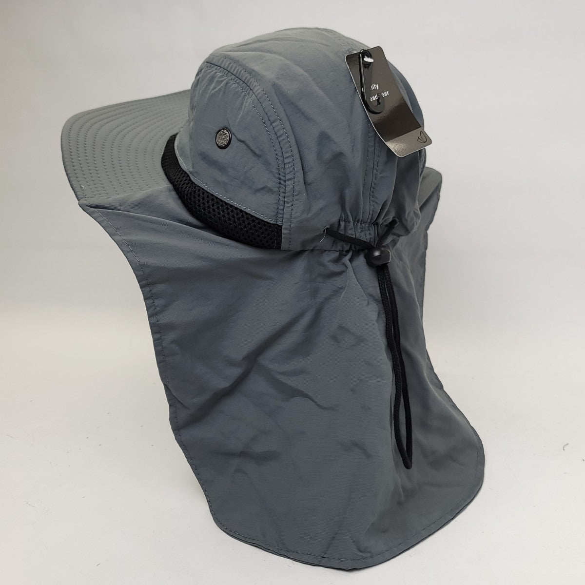 Outdoor Beach Hat with Neck Cover F006 Multi-Coloured Adjustable Water Resistant - Dark Grey - Safari