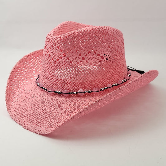 Natural Straw Cowboy Hat - ST121PK Pink - OSFA