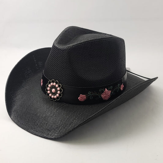 Natural Straw Cowboy Hat - ST128BK Black - OSFA