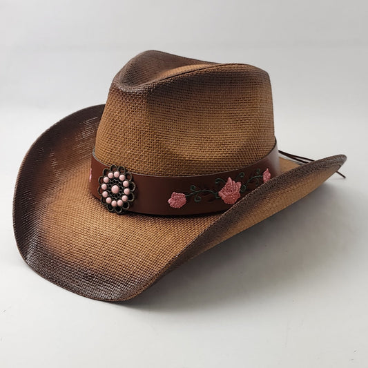 Natural Straw Cowboy Hat - ST129BR Brown - OSFA