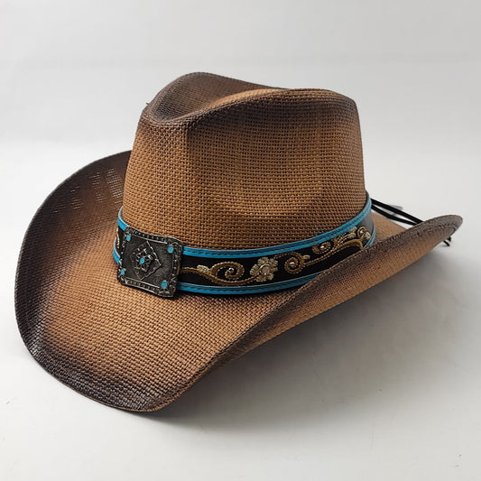 Natural Straw Cowboy Hat - ST119BR Brown - OSFA
