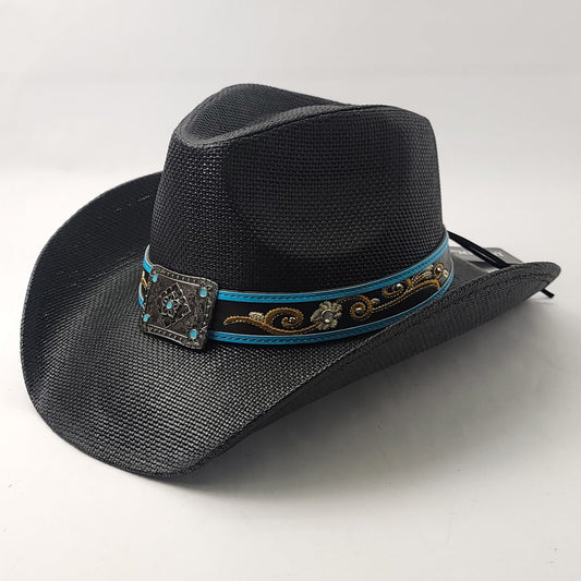 Natural Straw Cowboy Hat - ST119BK Black - OSFA