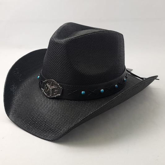 Natural Straw Cowboy Hat - ST100BK Black - OSFA