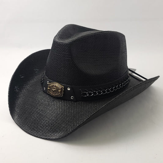 Natural Straw Cowboy Hat - ST103BK Black - OSFA