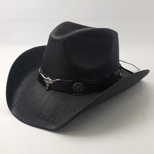 Natural Straw Cowboy Hat - ST105BK Black - OSFA