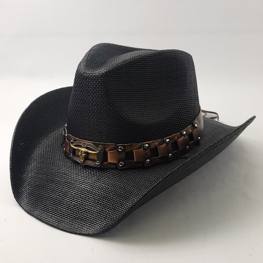 Natural Straw Cowboy Hat - ST108BK Black - OSFA