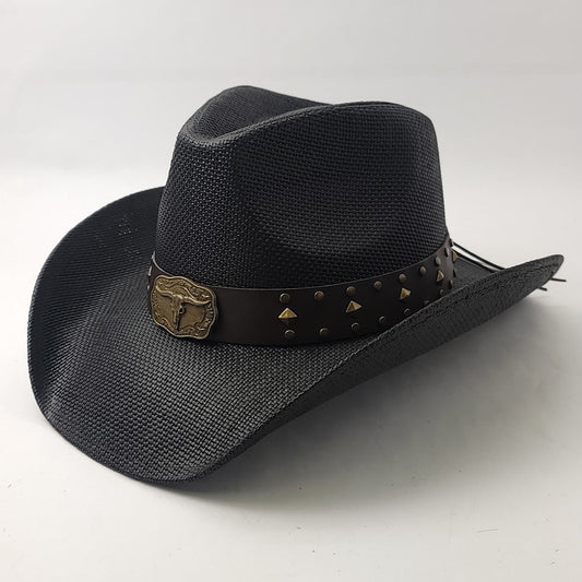 Natural Straw Cowboy Hat - ST126BK Black - OSFA