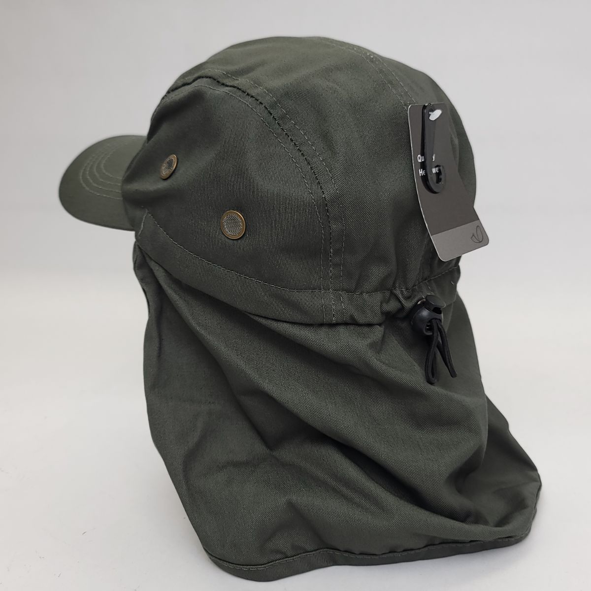 5 Panel Hiking Cap with Neck Cover Various Colours Adjustable - Olive / OSFA
