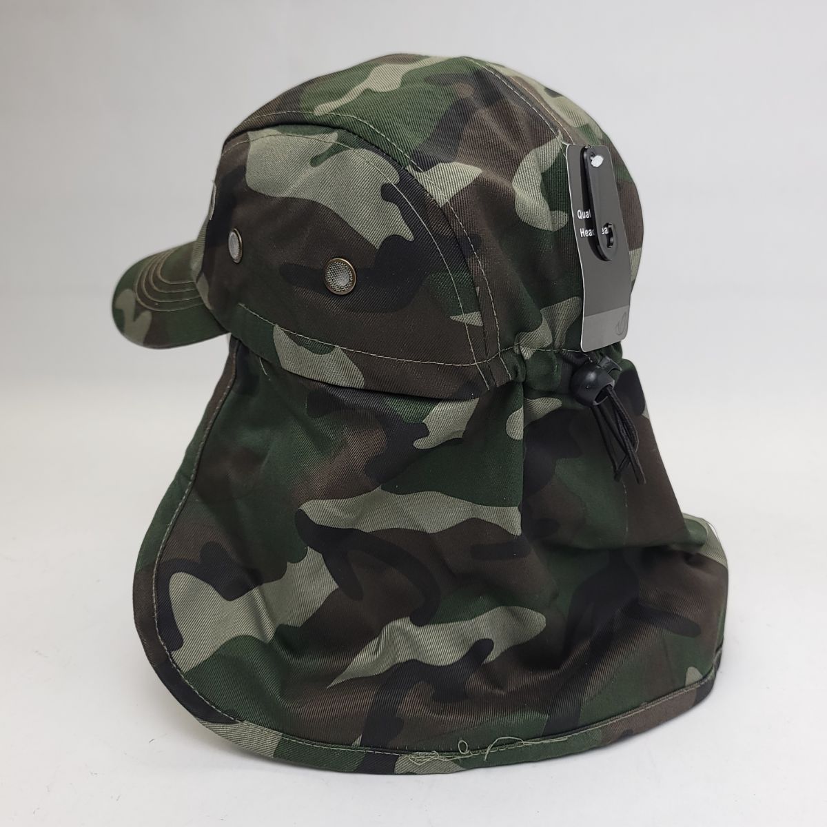 5 Panel Hiking Cap with Neck Cover Various Colours Adjustable - Green Camo / OSFA