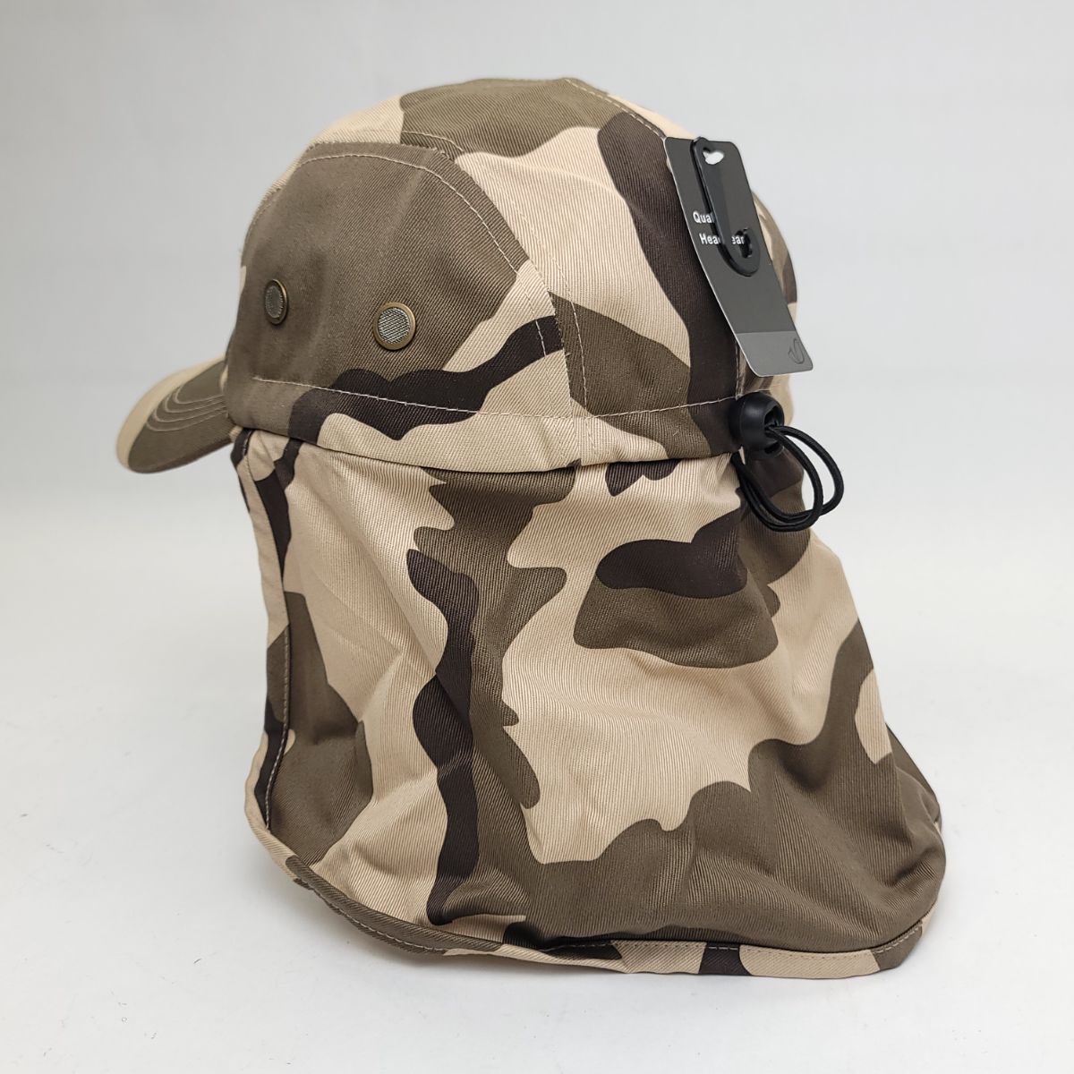 5 Panel Hiking Cap with Neck Cover Various Colours Adjustable - Desert Camo / OSFA