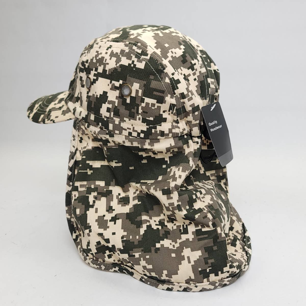 5 Panel Hiking Cap with Neck Cover Various Colours Adjustable - Digital Green Camo / OSFA