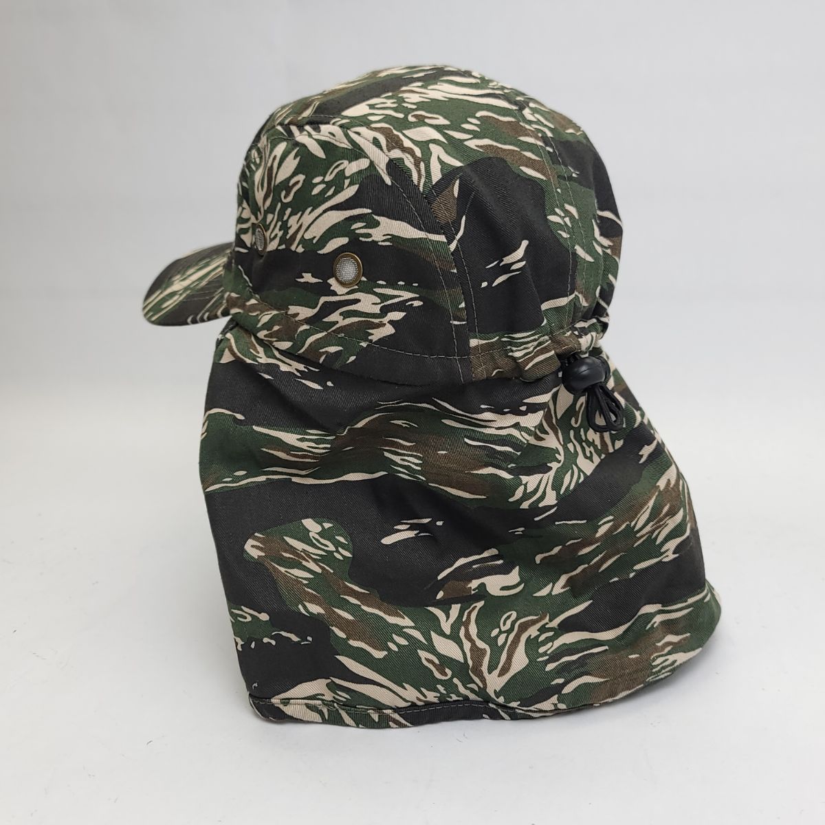 5 Panel Hiking Cap with Neck Cover Various Colours Adjustable - Skinny Green Camo / OSFA