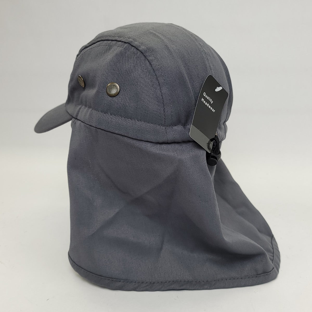 5 Panel Hiking Cap with Neck Cover Various Colours Adjustable - Dark Grey / OSFA