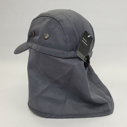 5 Panel Hiking Cap with Neck Cover Various Colours Adjustable - Dark Grey / OSFA