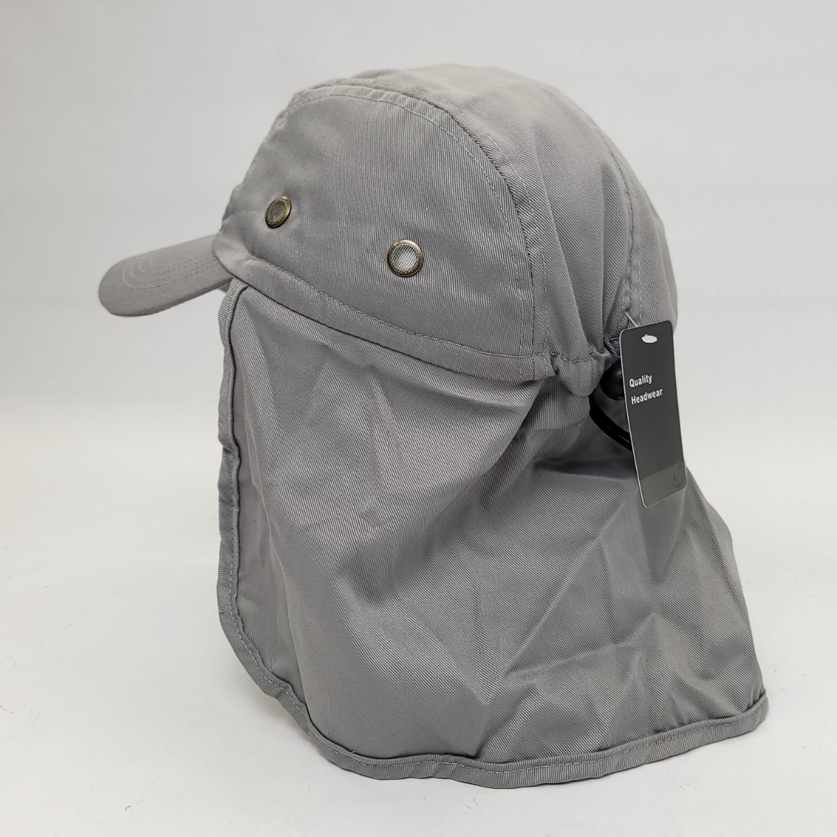 5 Panel Hiking Cap with Neck Cover Various Colours Adjustable - Light Grey / OSFA