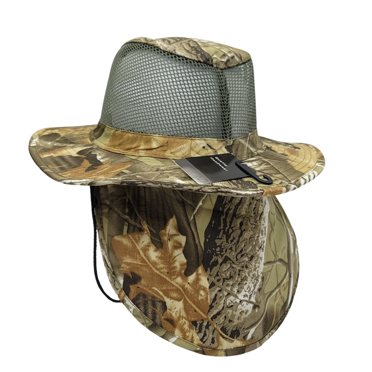 Safari Hat with Neck Cover Mesh Various Colours & Sizes - Hunting Brown / Small