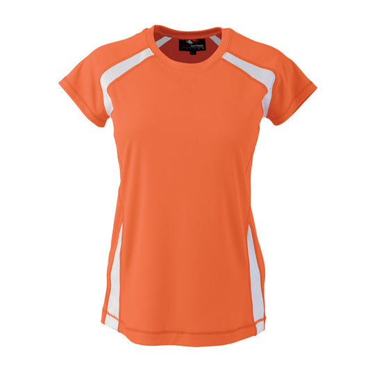 TS128 - Custom Two-toned crew neck pullover short sleeve t-shirt with mesh inserts (ladies’)