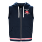 VT156 - Custom Solid vest with hood zip front closure & striped rib knit waist band - Fleece